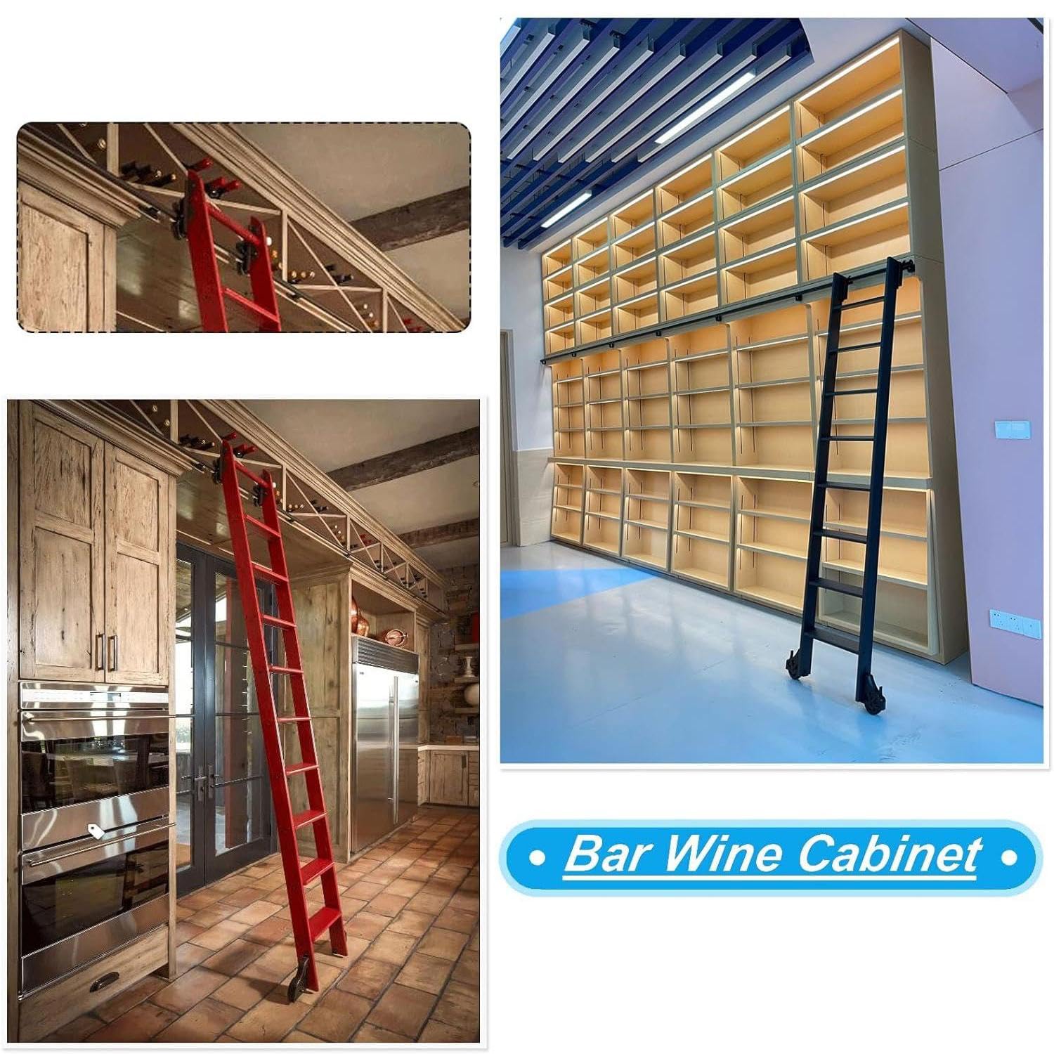 HeavyDu Rolling LibraLadder - Kit hardware da 3 m per sistema di scaffalature scorrevoli, scala scorrevole (scala non inclusa) perfetto per casa e magazzino