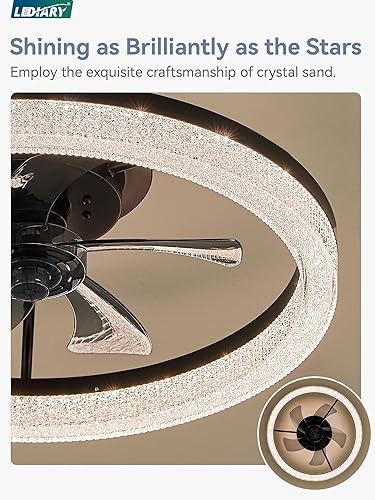 Miniatura 3 de LEDIARY Ventilador de techo de perfil bajo de 20 pulgadas con luz y control remoto, ventilador de techo moderno regulable de montaje empotrado,