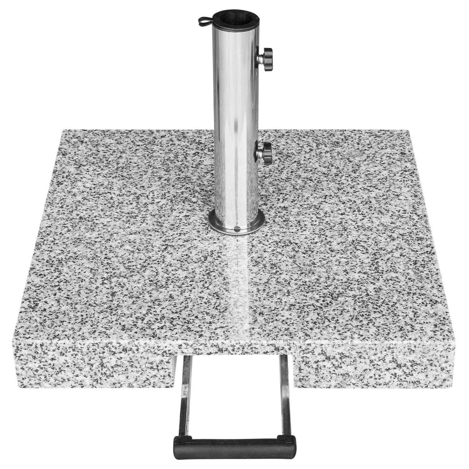 anndora Komfort Sonnenschirmständer aus Granit - 55kg rollbar Teleskopgriff hellgrau