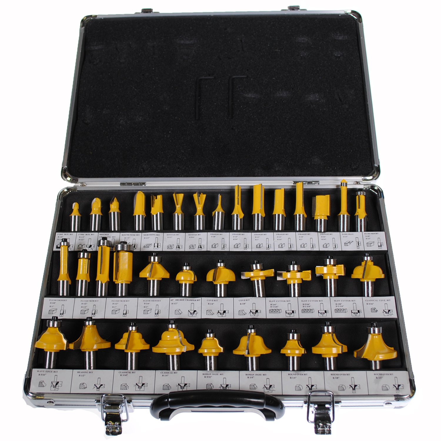 Shop4Omni Juego de 35 brocas de carburo con estuche (mangos de 1/2")