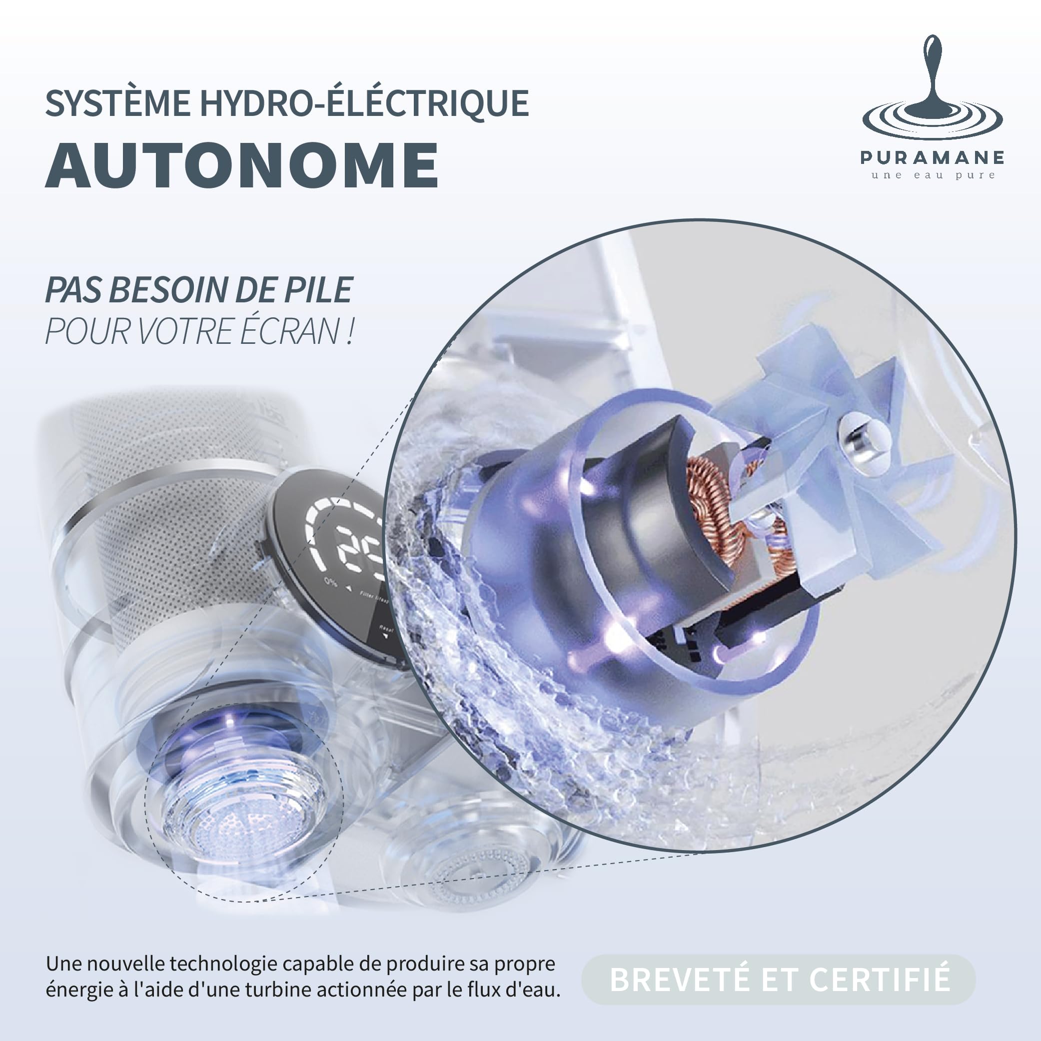 Marque Française: Filtre Eau Robinet Cuisine, Purificateur d'eau à Charbon Actif, Écran LED, Filtre à eau UV, Filtration instantanée Anti Calcaire, système avec une Cartouche Filtrante