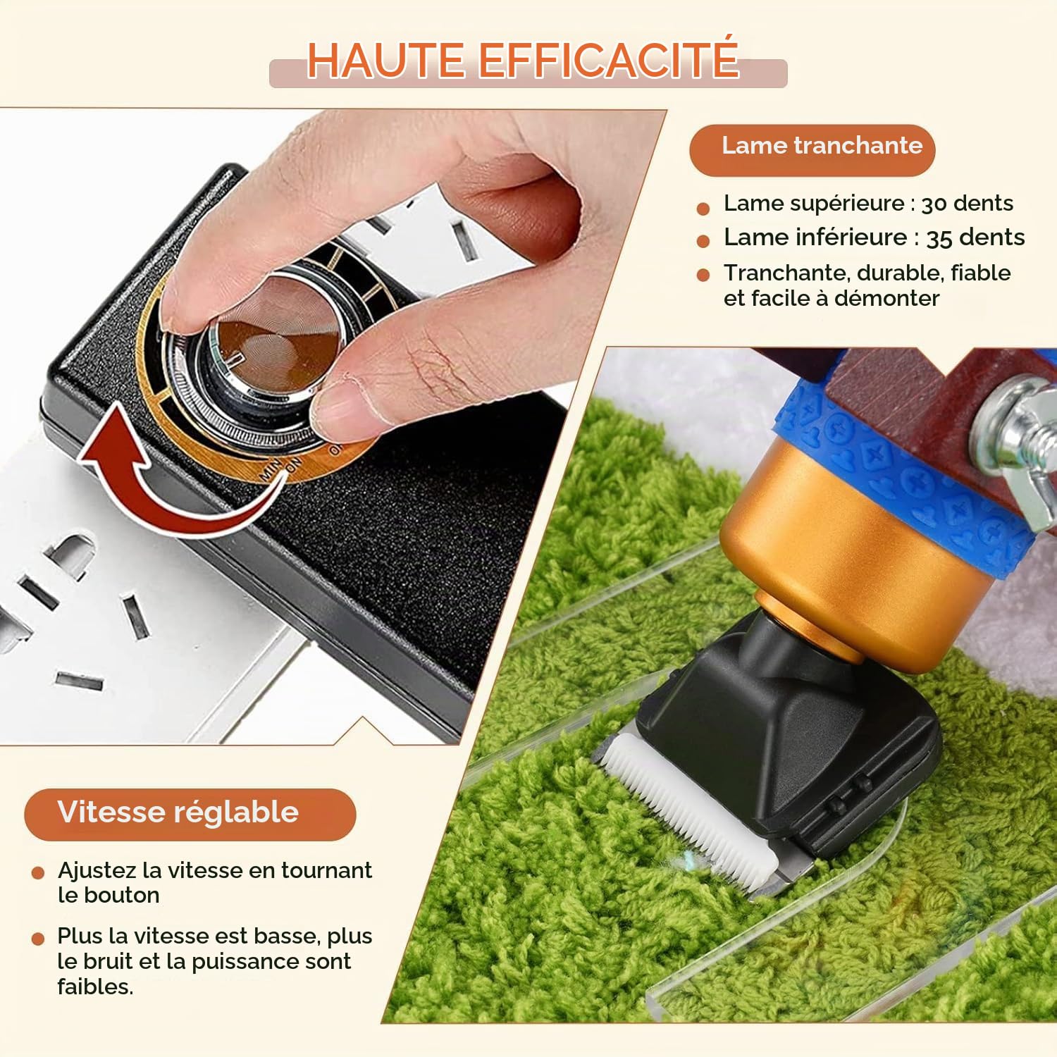 Tondeuse à Tapis Électrique 200W Vitesse Réglable pour Moquette, Tufting et Soins des Animaux