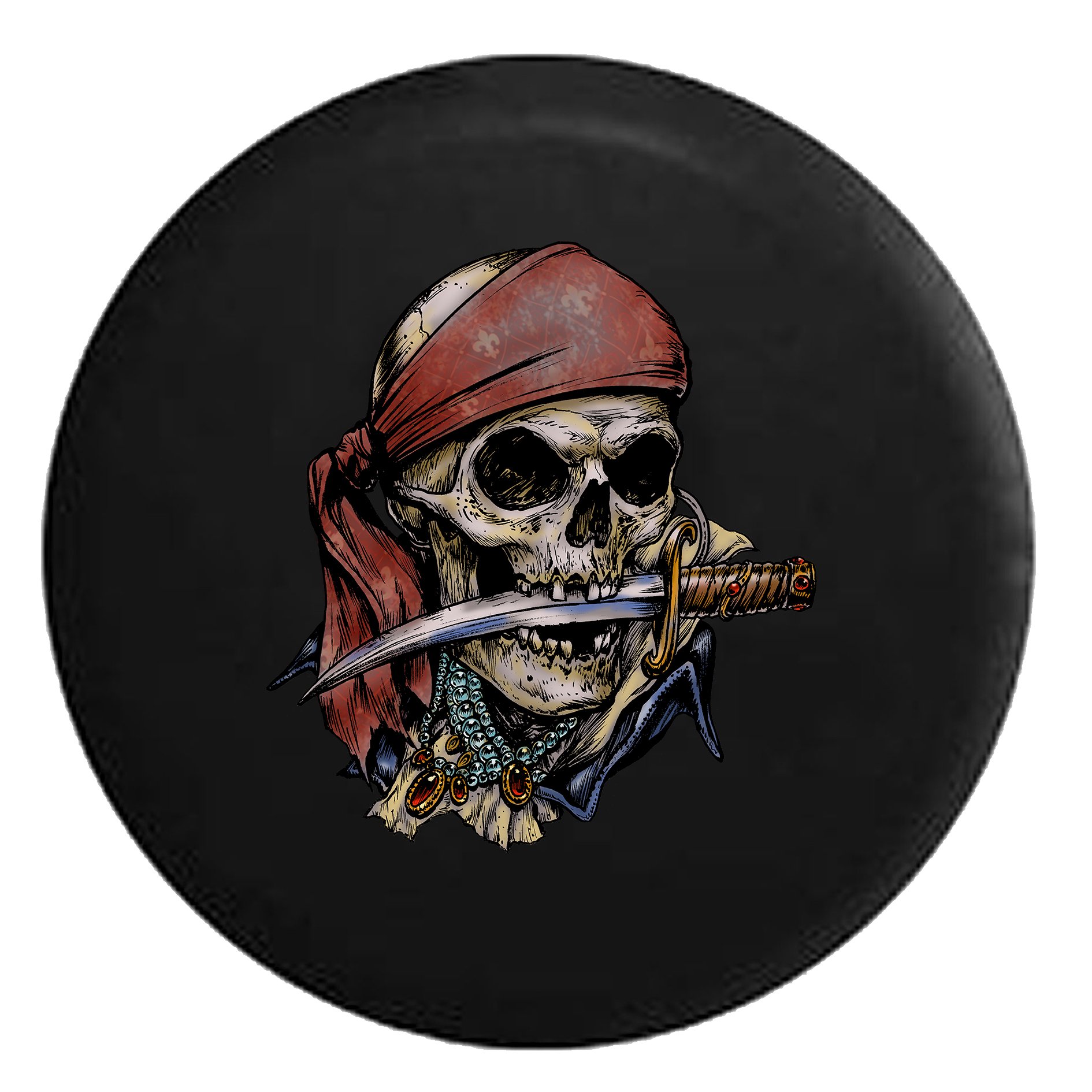 Pike Outdoors Pirate Skeleton with Sword and Treasure Spare Tire Cover fits SUV Camper RV Accessories 32 in