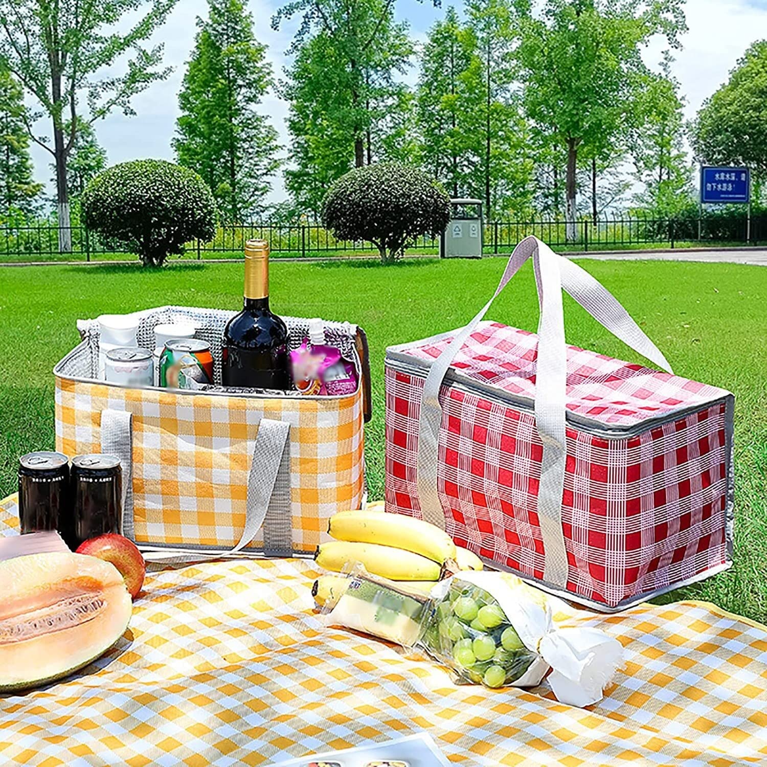 Almacenamiento Casa Cesta De Picnic Manta Impermeable Plegable Con Asas Doble Columpio Refrigerador Aislado Para Acampar OrganizacióN Exterior