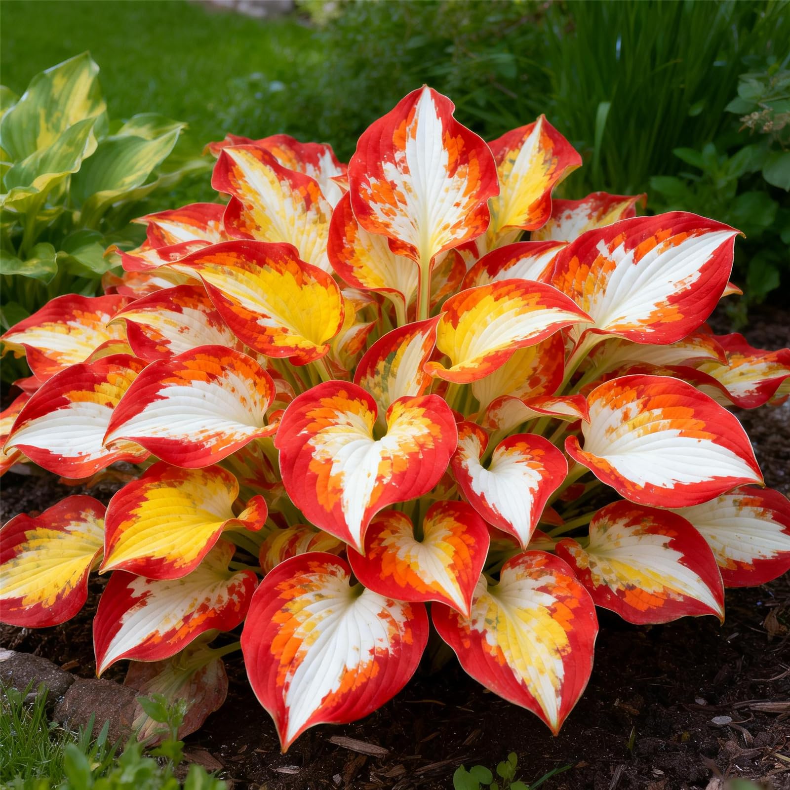 Perennial&Rainbow Colorful Hosta Bulbs for Planting Now UK/Brilliant Hosta Rhizome/Grow Well/Excellent Display/Potted/Low Maintenance-10bulbs-H