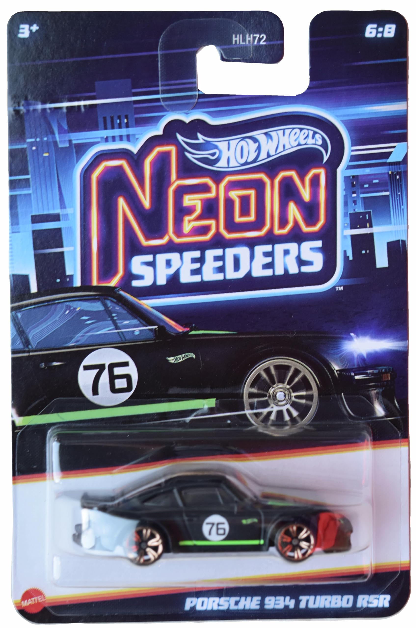 Hot Wheels Porsche 934 Turbo RSR, Neon Speeders 6/8 [Black