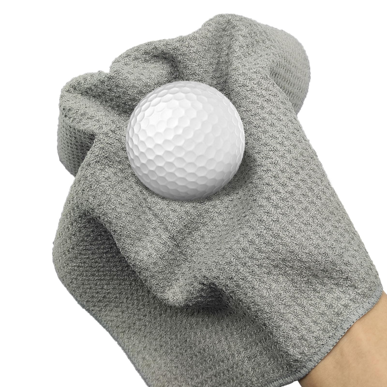 TSHAOUN 4 Pezzi Asciugamano da Golf in Microfibra, Asciugamano per Pulizia del Golf con Clip, Asciugamano Sportivo Pieghevole per Campo da Golf, Palestra, Campeggio, 30 * 30cm (Nero,Grigio)