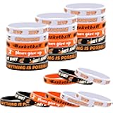Lesnala 48 PCS Basketball Rubber Bracelets Motivational Silicone Wristband for Kids Theme Birthday Party Adults Teenagers Sports Gifts Supplies 6 Styles