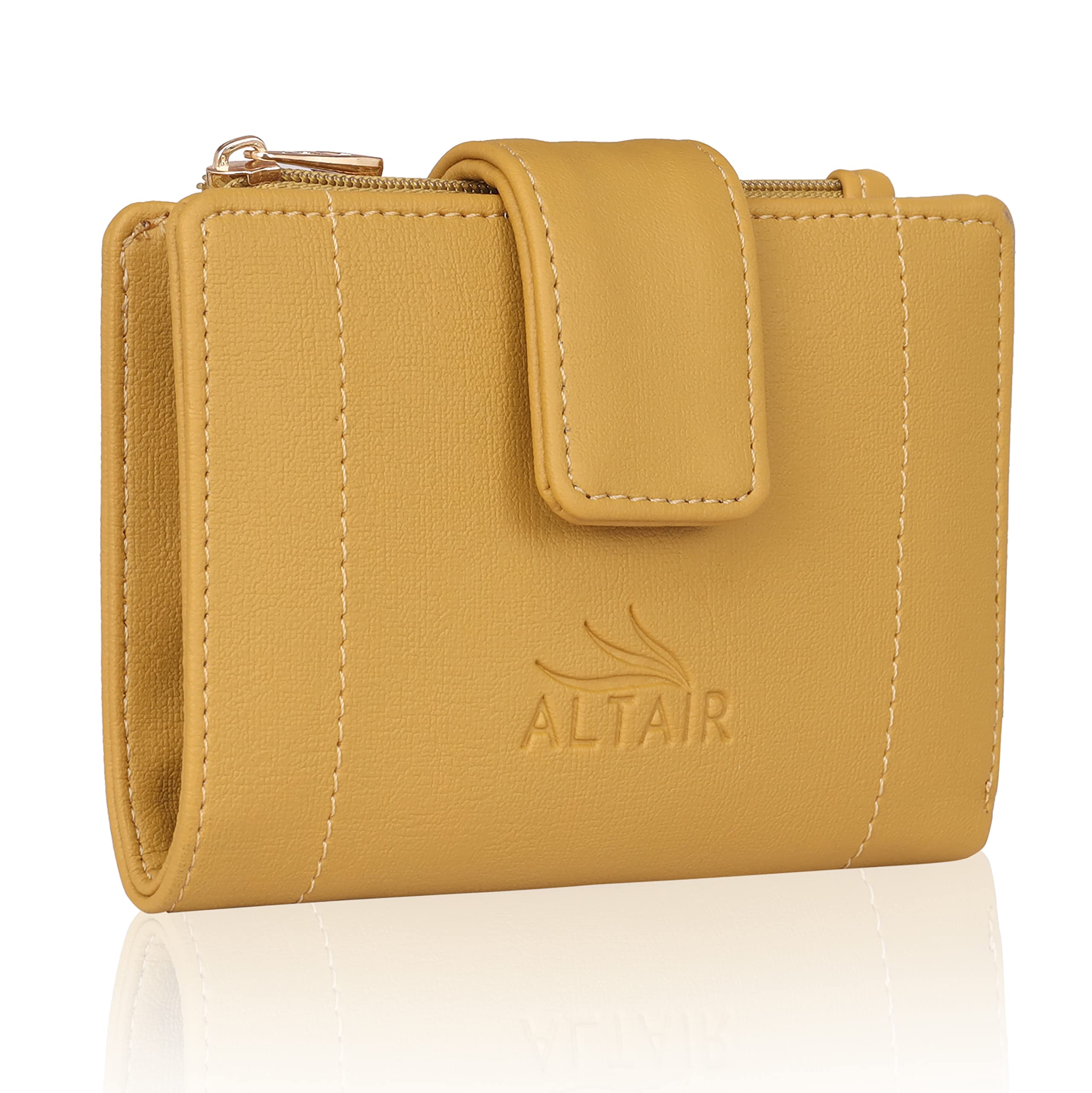 altair Women's Wallet: Made with Vegan Leather Material Carefully Handcrafted Holds up to 5 Cards Slim and Easy to Fit in Pocket Zipper Coin Pocket (Yellow)-picture-50