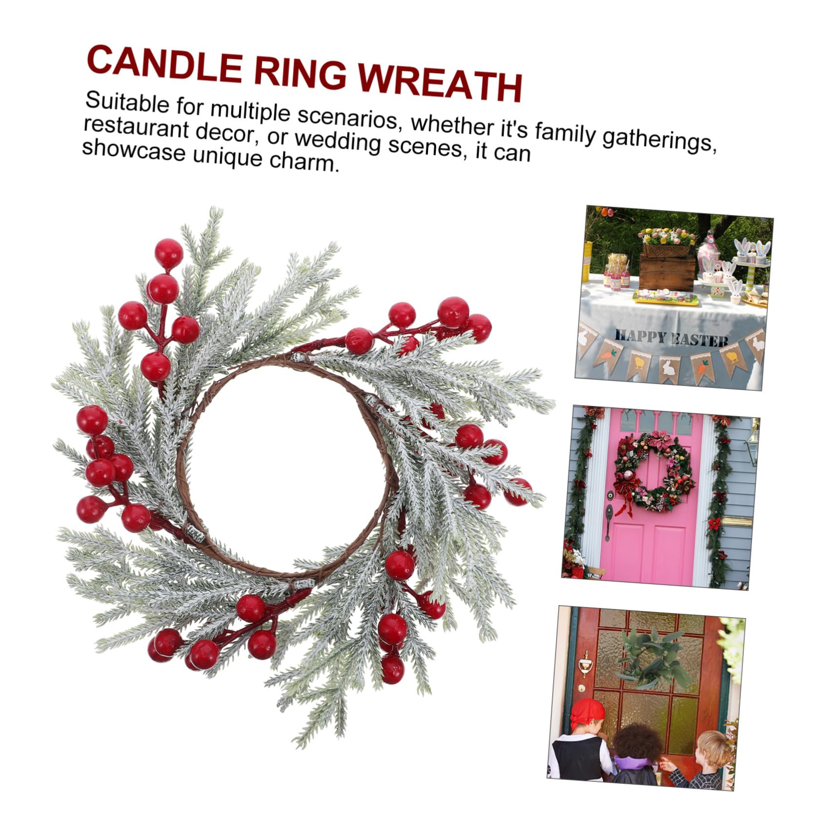 2 Piezas Anillos para Velas Navideñas con Guirnalda de Piña y Bayas Rojas Artificiales Soportes para Velas Cónicas y Cilíndricas para Centro de Mesa Decoración Hogar
