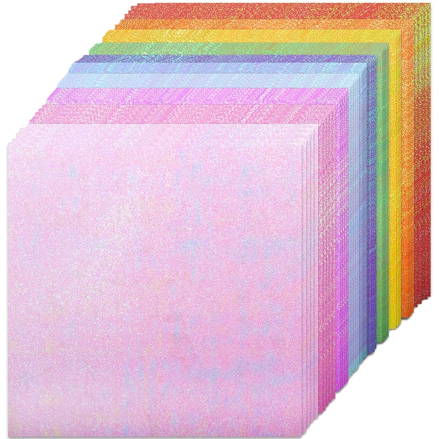LOORIPRO Glitter Origami Origami 6 cm Square 10 Colors Set of 50 for Children Ages 6+ Pearl Origami Aurora Color Single Sided Origami Crane Wrapping Birthday Party Decoration Craft Paper DIY Craft : H