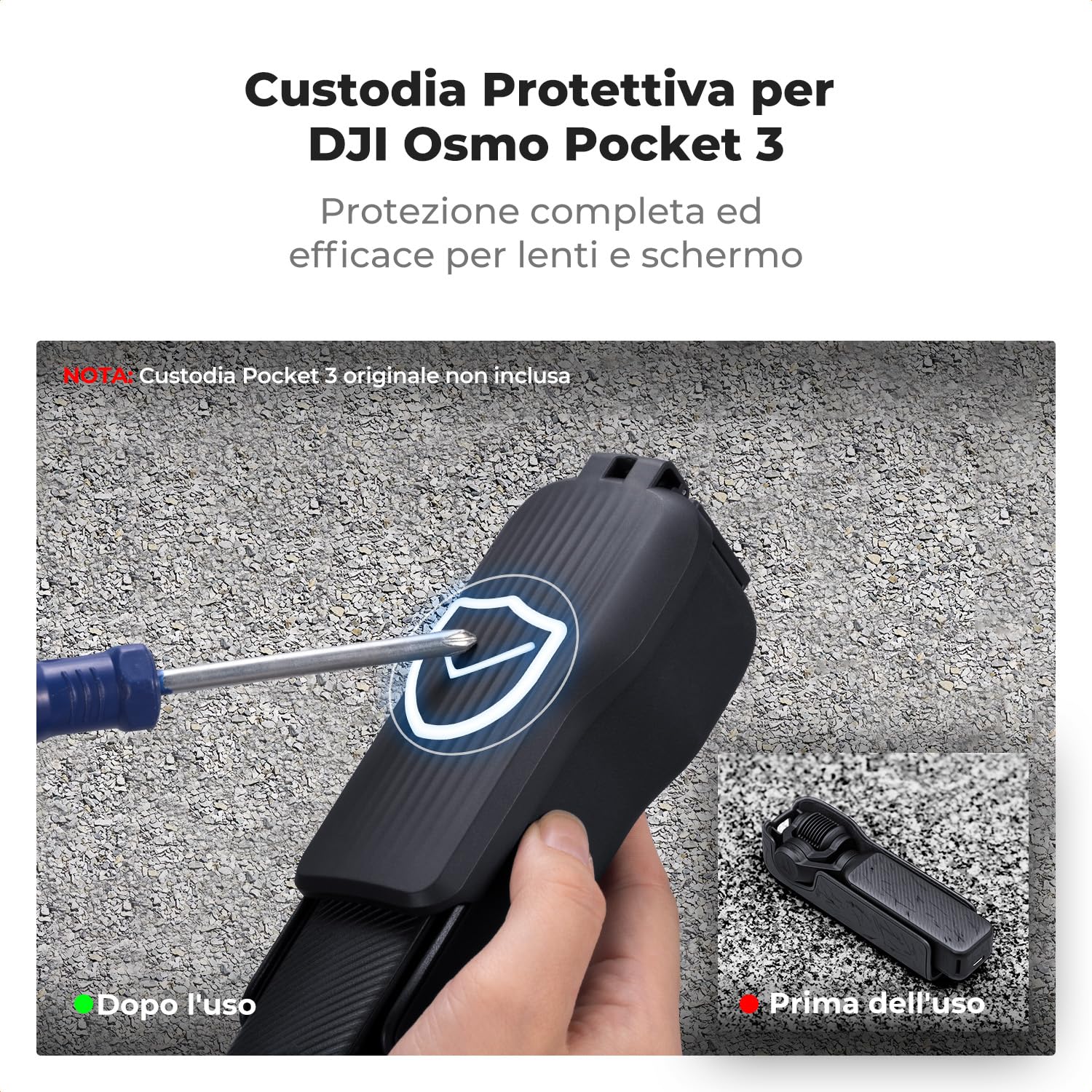 K&F CONCEPT Custodia Protettiva per Gimbal e Lente Compatibile con DJI Osmo Pocket 3, Copriobiettivo Schermo con Guscio Rigido e Interno Morbido, Apertura/Chiusura Rapida e Design Compatto