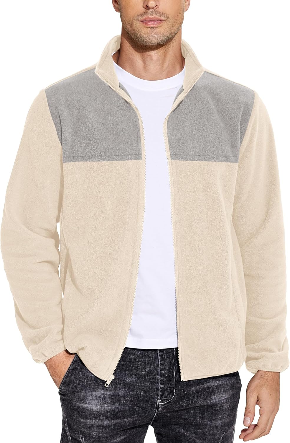 COOFANDY Men’s Soft Polar Fleece Jacket Lightweight Full Zip Jackets Casual Outdoor Warm Jackets Coats with Pockets