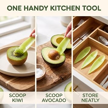 3 Pcs Kiwi Fruit Spoon Fruit Plastic Spoons Peeler Cutter Spoon Kitchen Accessories Random Color