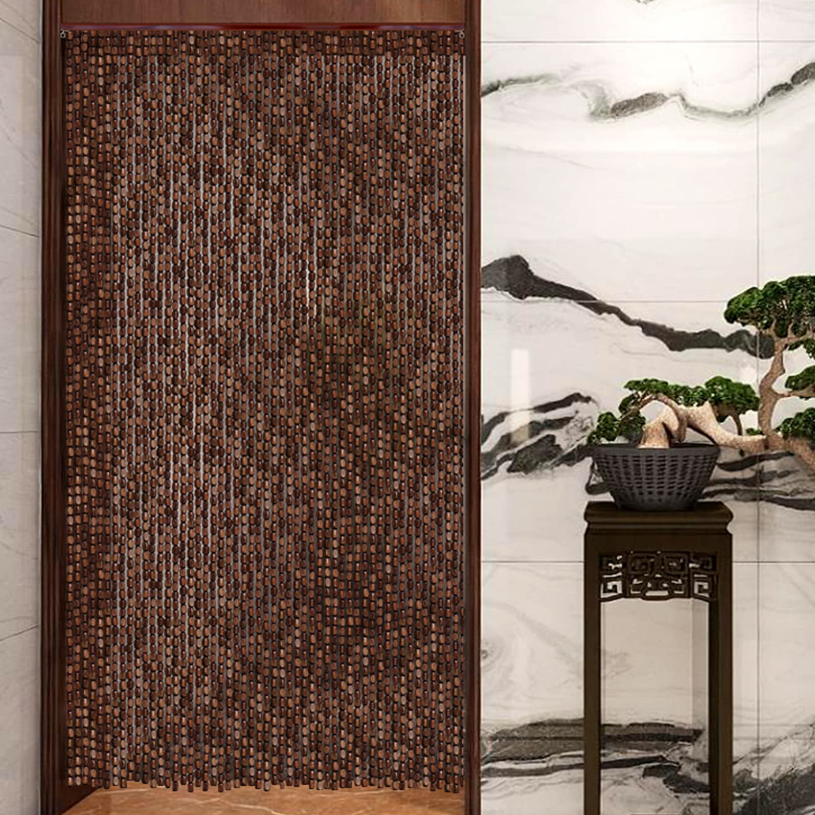 Rideau rétro en bois et bambou 140 brins pour porte