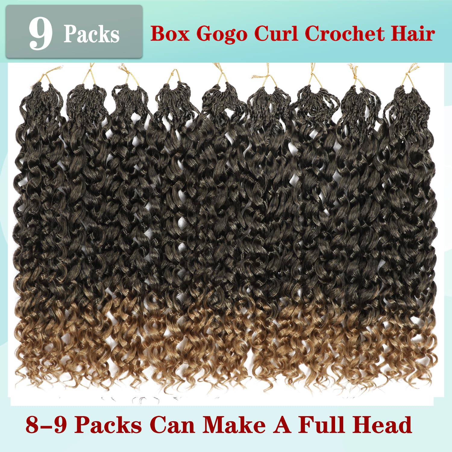 Gogo Curl Crochet Hair 14 Inch 9 Packs Ocean Wave Curly Crochet Hair for Black Women Pre-Looped Deep Wave Water Curly Braiding Extensions (T27# - Image 2
