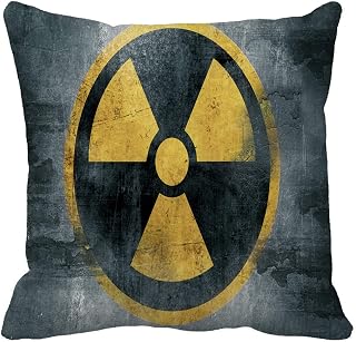 Throw Pillow Cover Yellow Nuclear Radioactive Symbol Reactor Sign Hazard Radiation Waste 20x20 Inches Pillowcase Home Decorative Square Pillow Case Cushion Cover