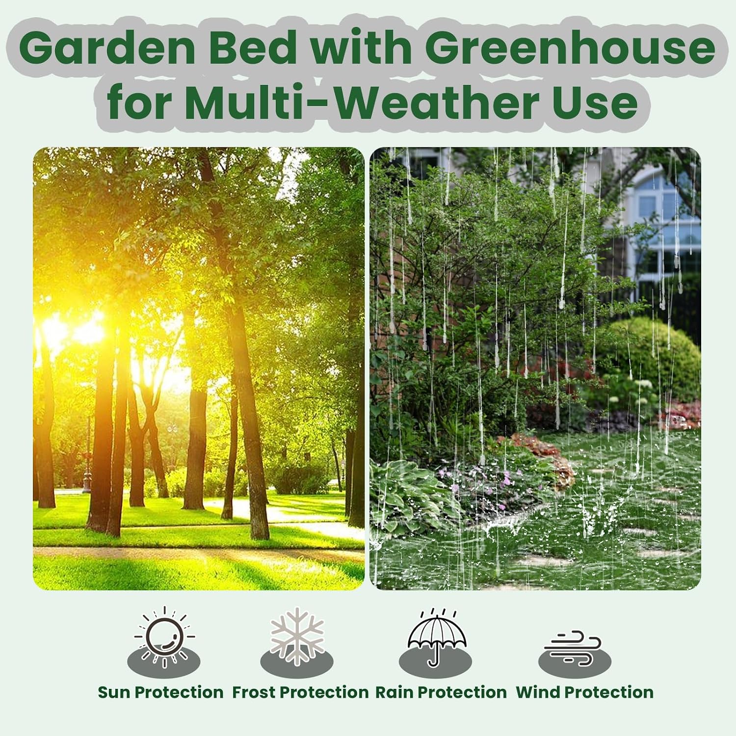 3-1 Galvanized Raised Garden Bed 73 x 37.4 x 36 inch Greenhouse Cover Outdoor Garden Yard Greenhouse Tent with Zipper Doors Garden Bed Planter Kit Box for Growing Flowers, Fruits, Vegetables