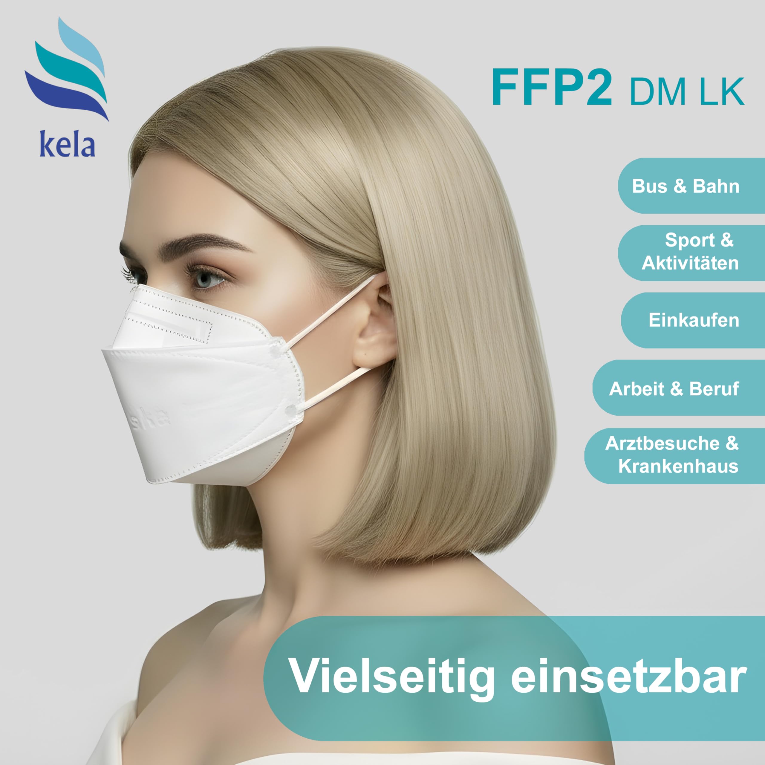 20x FFP2 Atemschutzmaske DM LK | 100% Made in Germany | Schutzmaske Fischform Deutschland | CE zertifiziert OEKO TEX | Klimaneutraler Mundschutz Staubschutz | VIRU-fil Nachfolgemodell