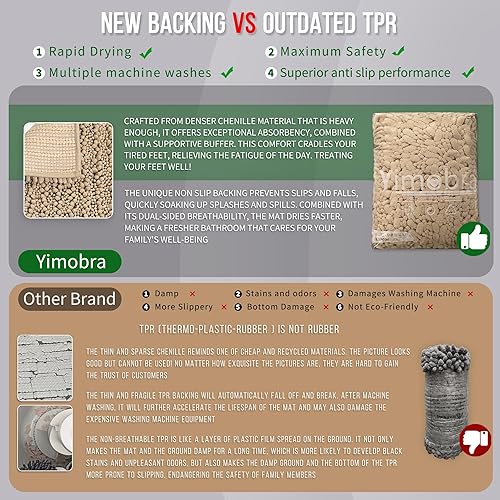 Miniatura 49 de Yimobra - Tapete de baño largo de felpilla, grande de 55.1 x 24 pulgadas, microfibra gruesa, absorbente, extrasuave, antideslizante, peludo, lavable