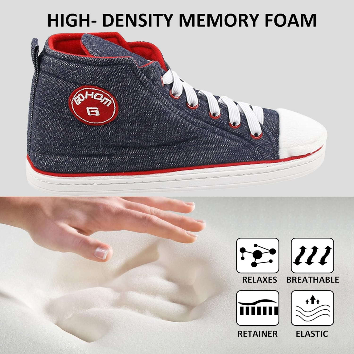 Sneaker Slippers for Women Fashion Indoor House Slipper Boots, Women's Super Soft Warm High Top Plush House Shoes for Women Slippers - Image 3