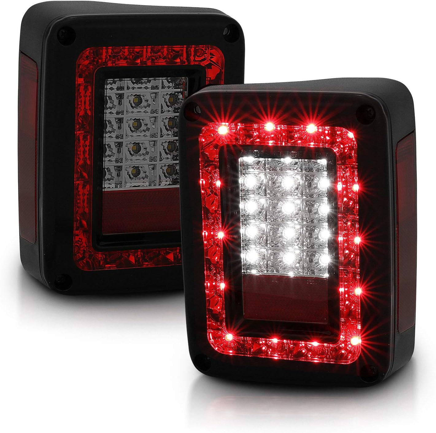 AmeriLite Red/Smoke LED Tail Lights Set for Jeep Warnger - Passenger and Driver Side