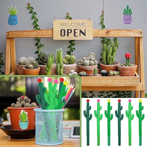 Miniatura 7 de 24 piezas de notas adhesivas de cactus con juegos de bolígrafos de cactus, bonitos blocs de notas, regalos, cactus, bolígrafos suculentas, blocs de