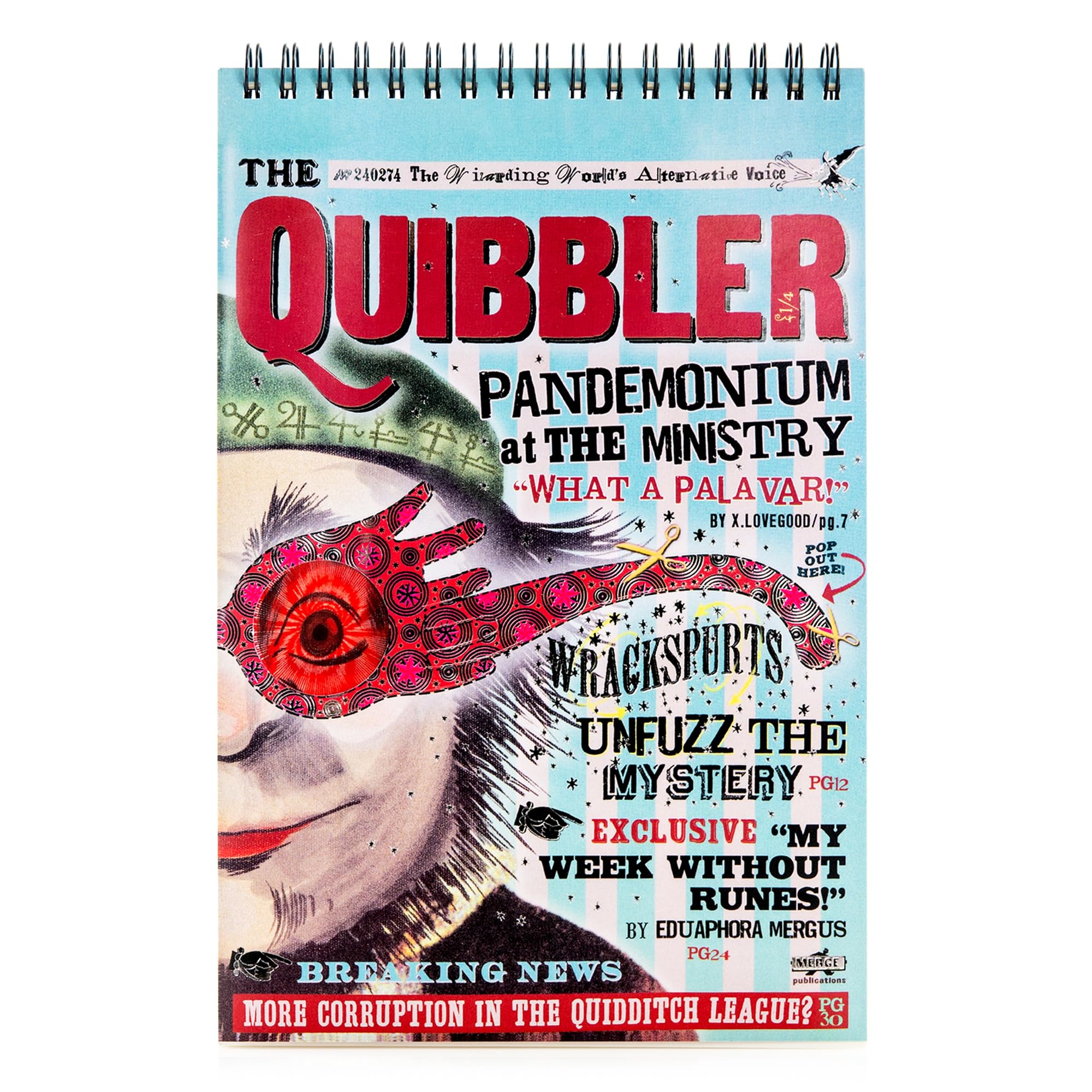 CON*QUEST Harry Potter The Quibbler Stationery - Juego de regalo de papelería duradero de 50 hojas de 6 x 9 pulgadas con hoja de calcomanías vibrantes, paquete de notas adhesivas y marcador Luna