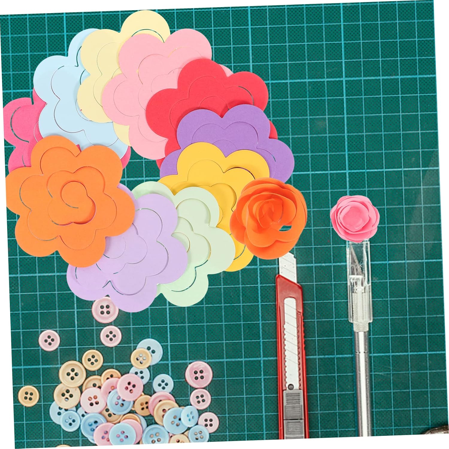 VILLFUL Fancy Paper Strips Flowers 100 Pieces DIY Origami Paper Sets for Boys and Girls