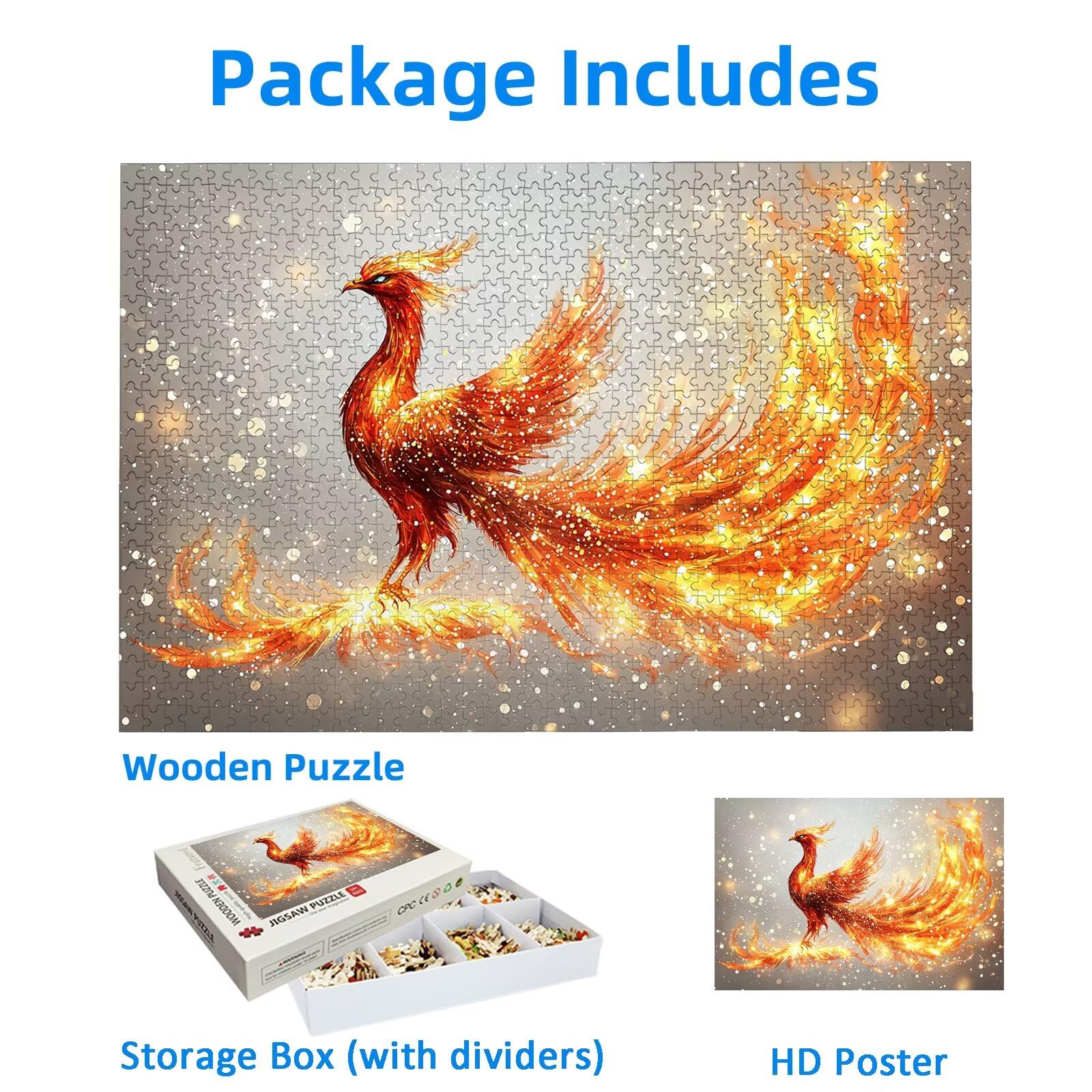 Puzzle 4000 Piezas, Puzzle Fénix con Caja para Adultos, DIY Animal Rompecabezas Madera para Adultos, 4000 Piezas Rompecabezas Desafiante, para Decoracion Hogar, Regalo Mujer, Regalo Hombres, -1780