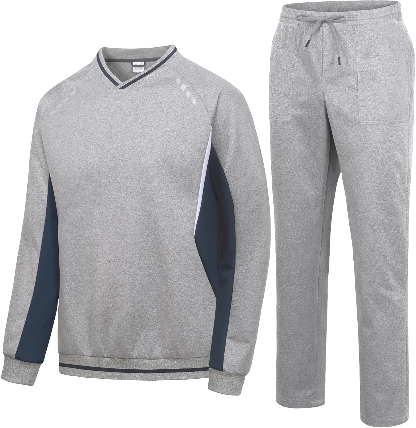 Little Donkey Andy Men's Tracksuit 2 Piece Sweatsuit V Neck Pullover Set Jogging Athletic Outfits Casual Gym Sports Suit Sets