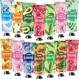MZANK 14 Pack Natural Hand Cream for Dry Cracked Hands - Travel Size Gift Set, Valentine's Mother's Day Gifts for Women Nurses Teachers