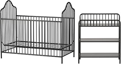 metal crib and changing table