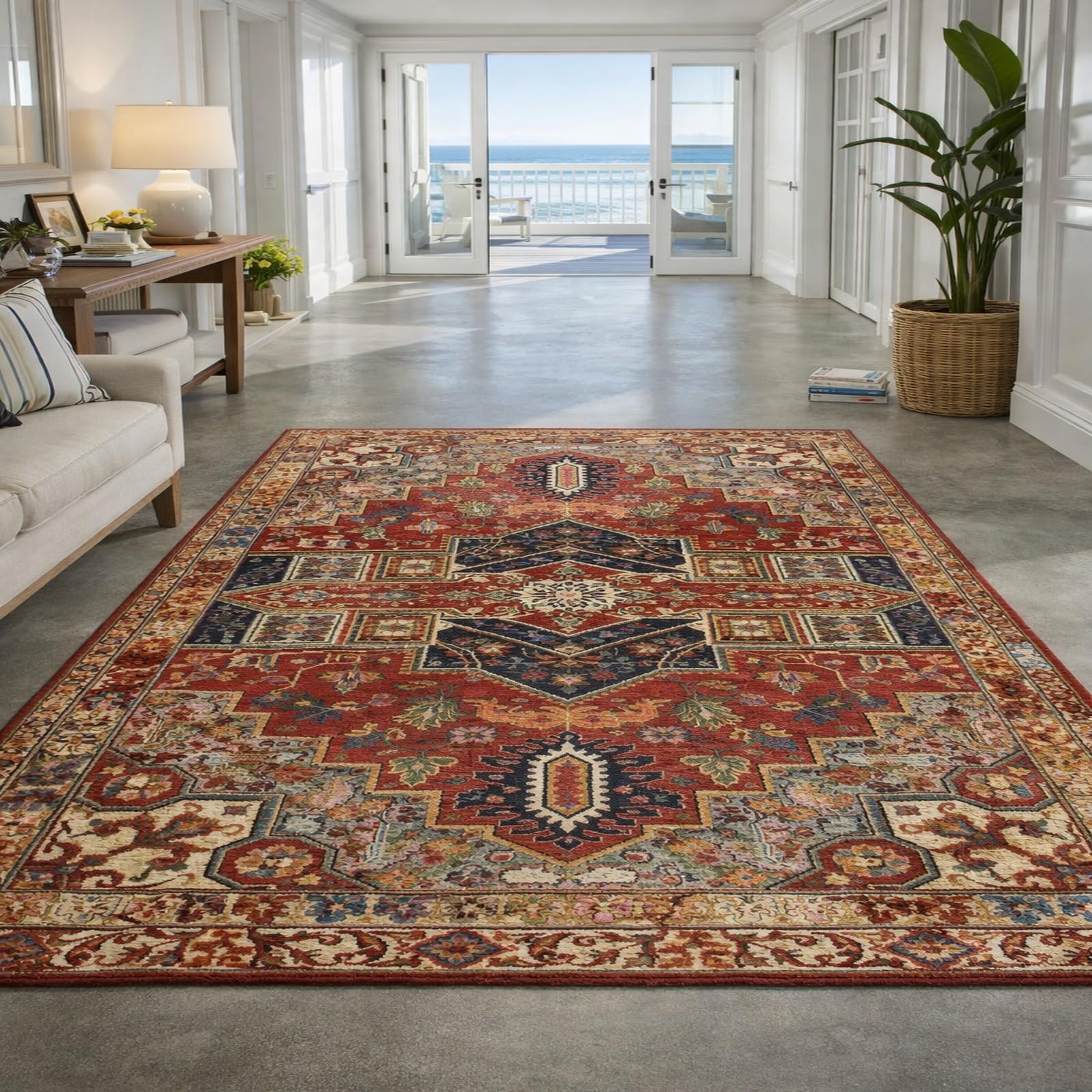 Tapis de salon chambre poils ras facile à nettoyer 120x200cm