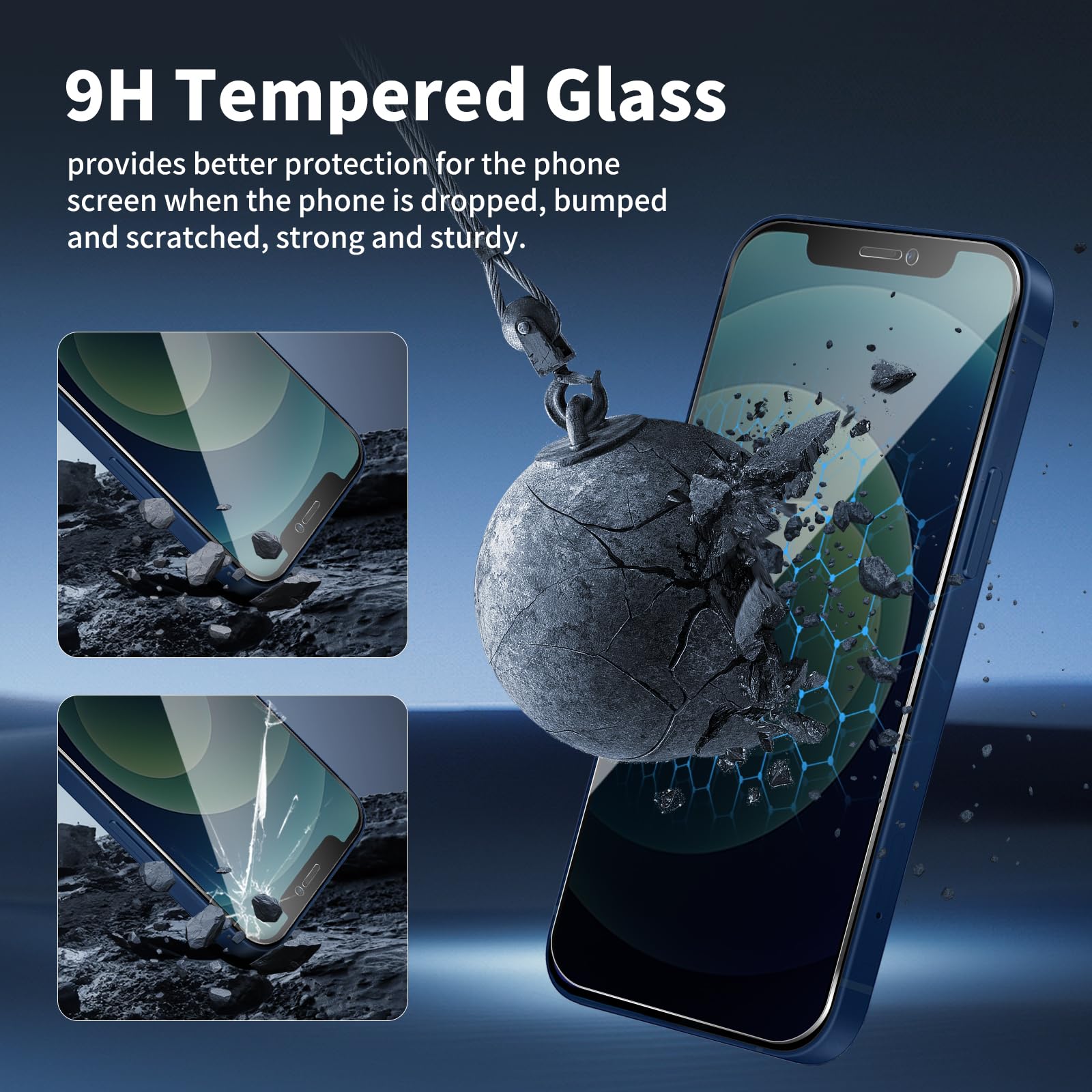 2+ 2Pack pour iPhone 12 de Protection Verre Trempé Anti-Espion + Protecteur D'objectif D'appareil Photo, Dureté 9H Vitre, Compatible Avec Les Coques et Résistant Aux Rayures