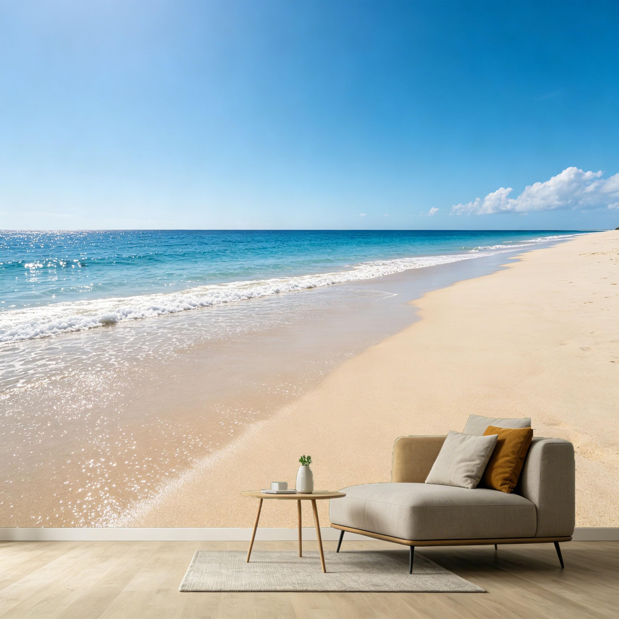 Custom Size Wall Murals Coastal Ocean Marine Landscape Tropical Blue Sky Sandy Beach Seascape SelfAdhesive Wall Fabric Removable Large Wallpaper for Photo Living Room