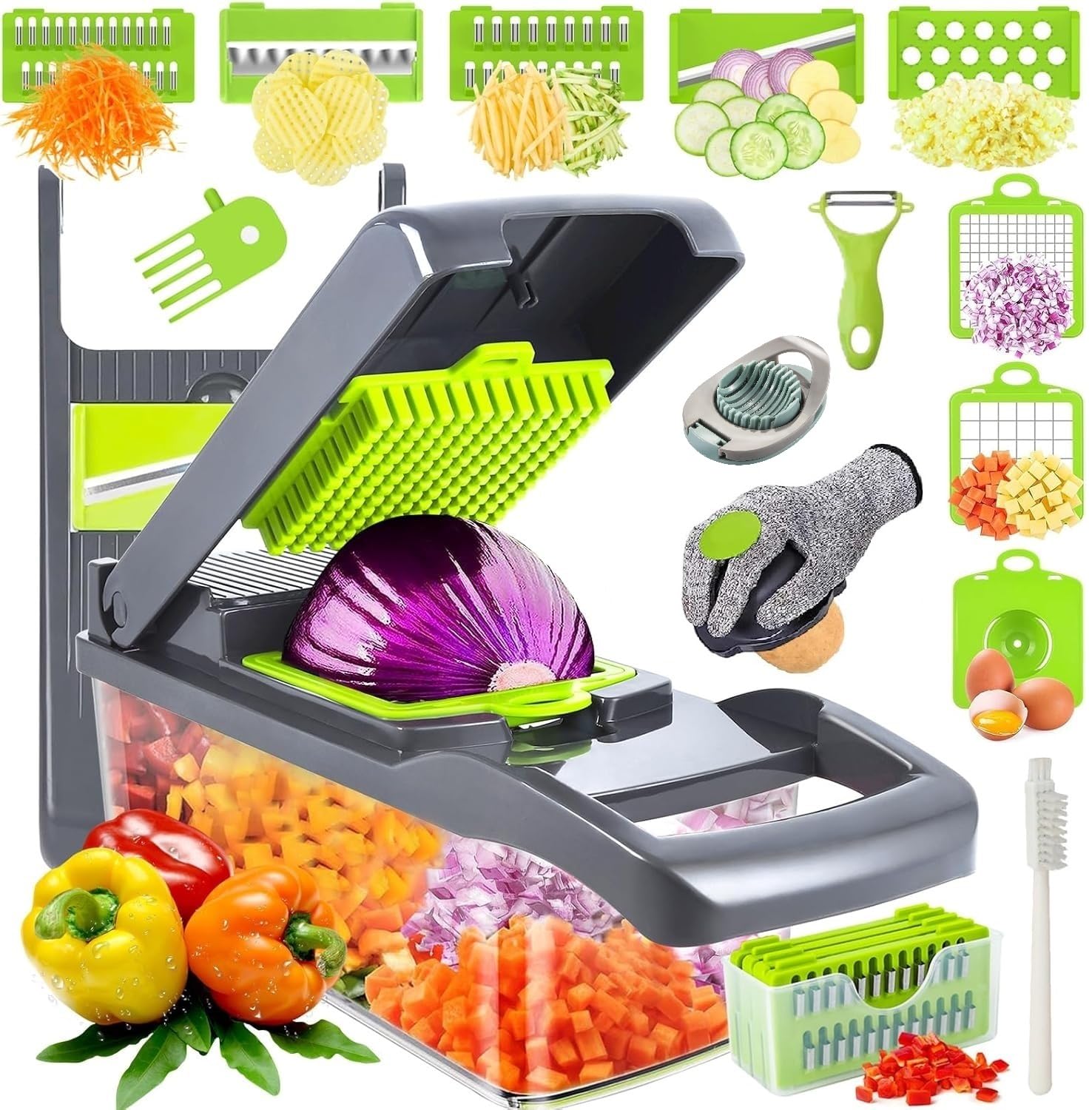 Tirana 19 in 1 Vegetable Chopper Box Onion Chopper Salad Chopper Food Dicer Mandoline Vegetable Slicer Mandolin Slicer Onion Cutter