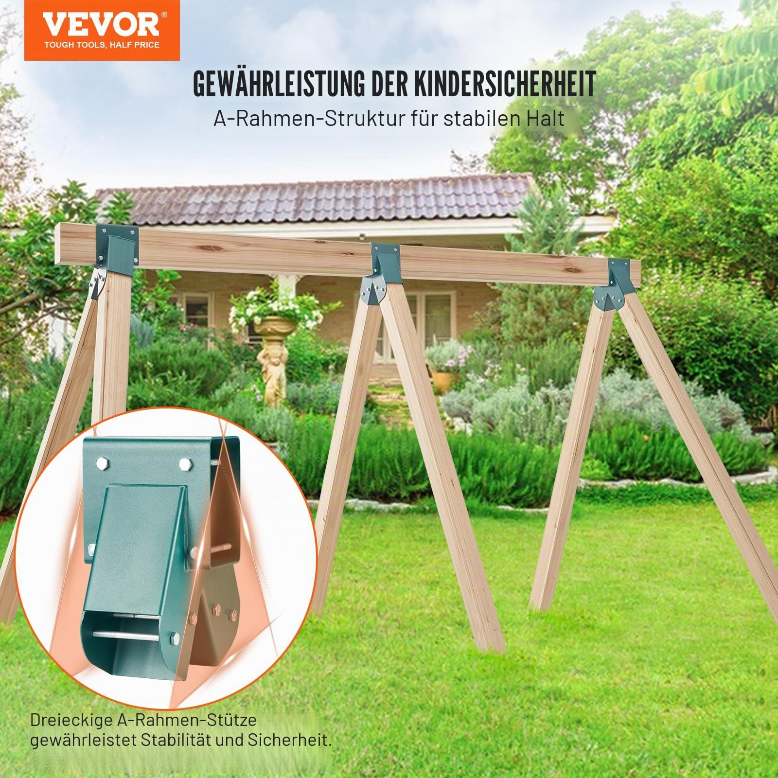 VEVOR 3 Stk. Schaukelverbinder 160 x 235 x 280 mm Schaukelwinkel Kohlenstoffstahl Pulverbeschichtet Wandverbinder Holzverbinder Kantholz Grün Vierkant Schaukelverbinder Eckverbinder für Gartenschaukel