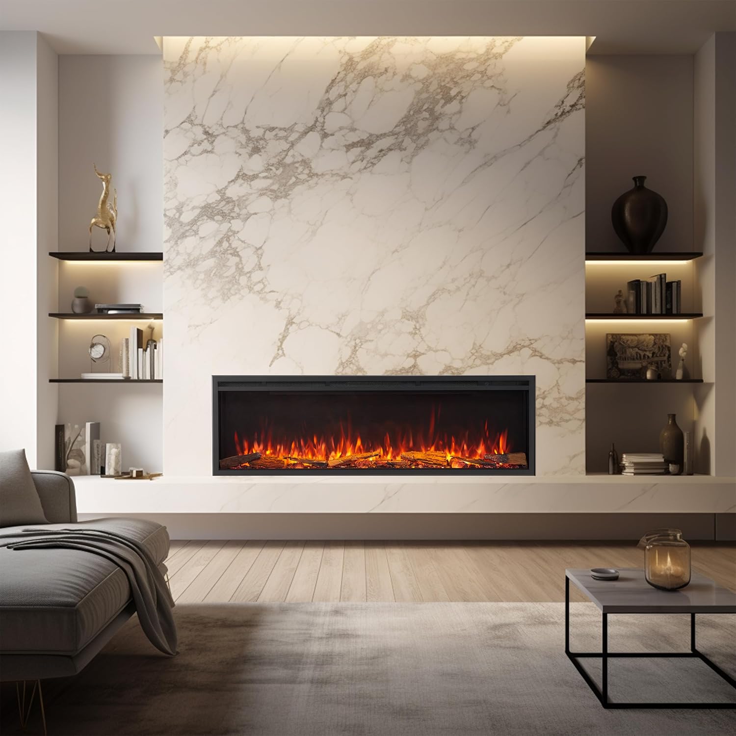 LegendFlame electric fireplace installed in a modern living room setting