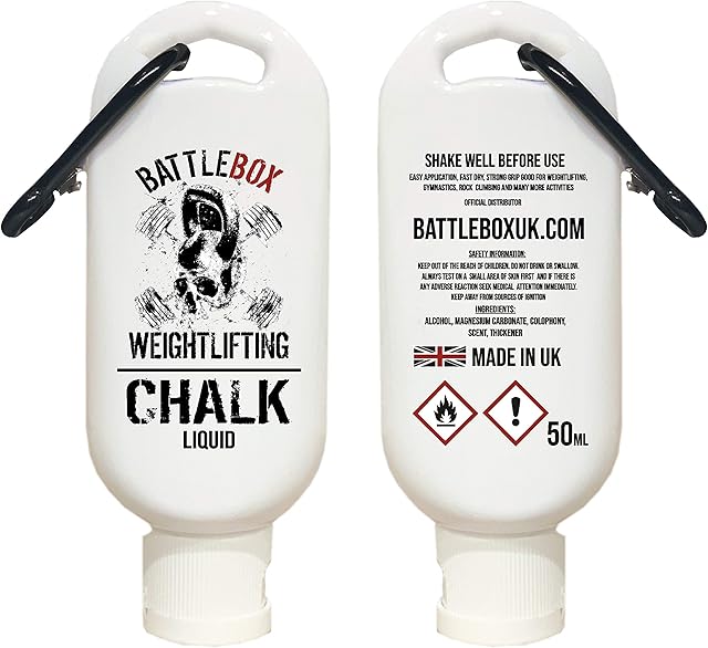 BattleBox Weightlifting® Liquid Chalk - Premium 50ml With Carabiner Weight Lifting, Rock Climbing, Bouldering, Gymnastics, Bodybuilding, Power lifting, strongman