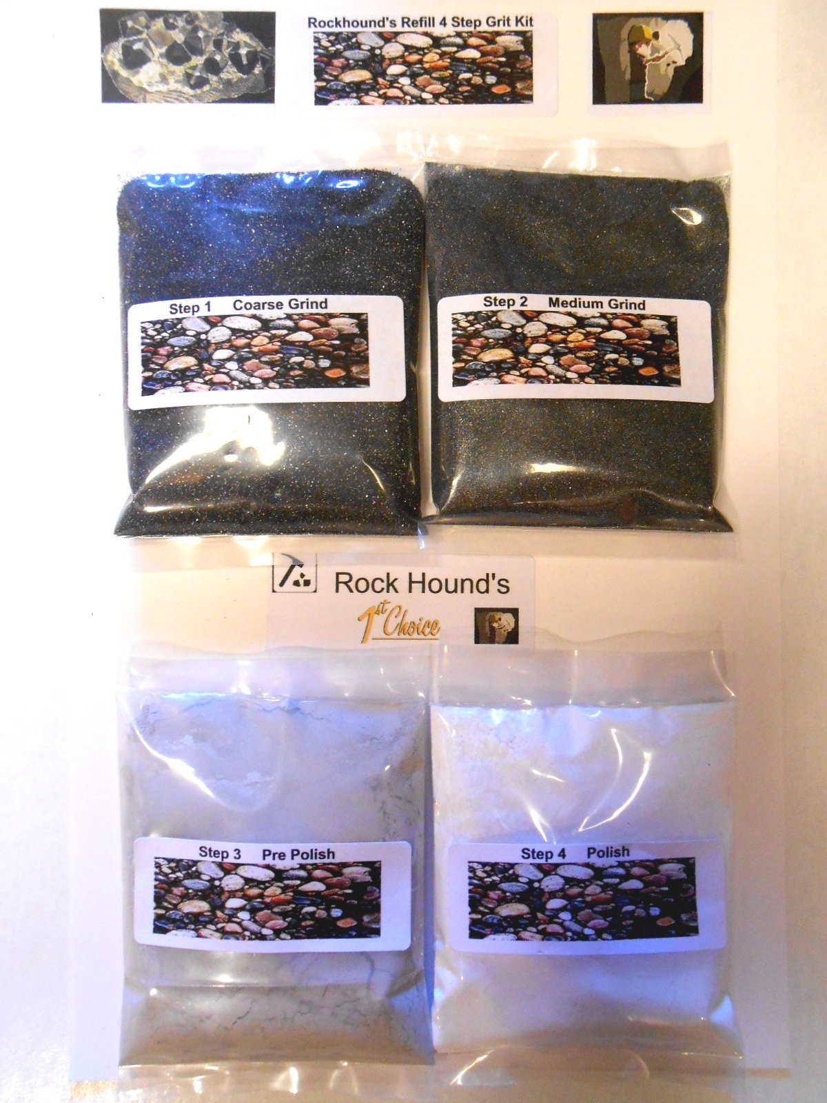 Rockhound's 1st Choice Rock Tumbler Refill Grit Kit Polishes 3 Lbs of Rocks-Use in Thumlers,Lortone & Chicago