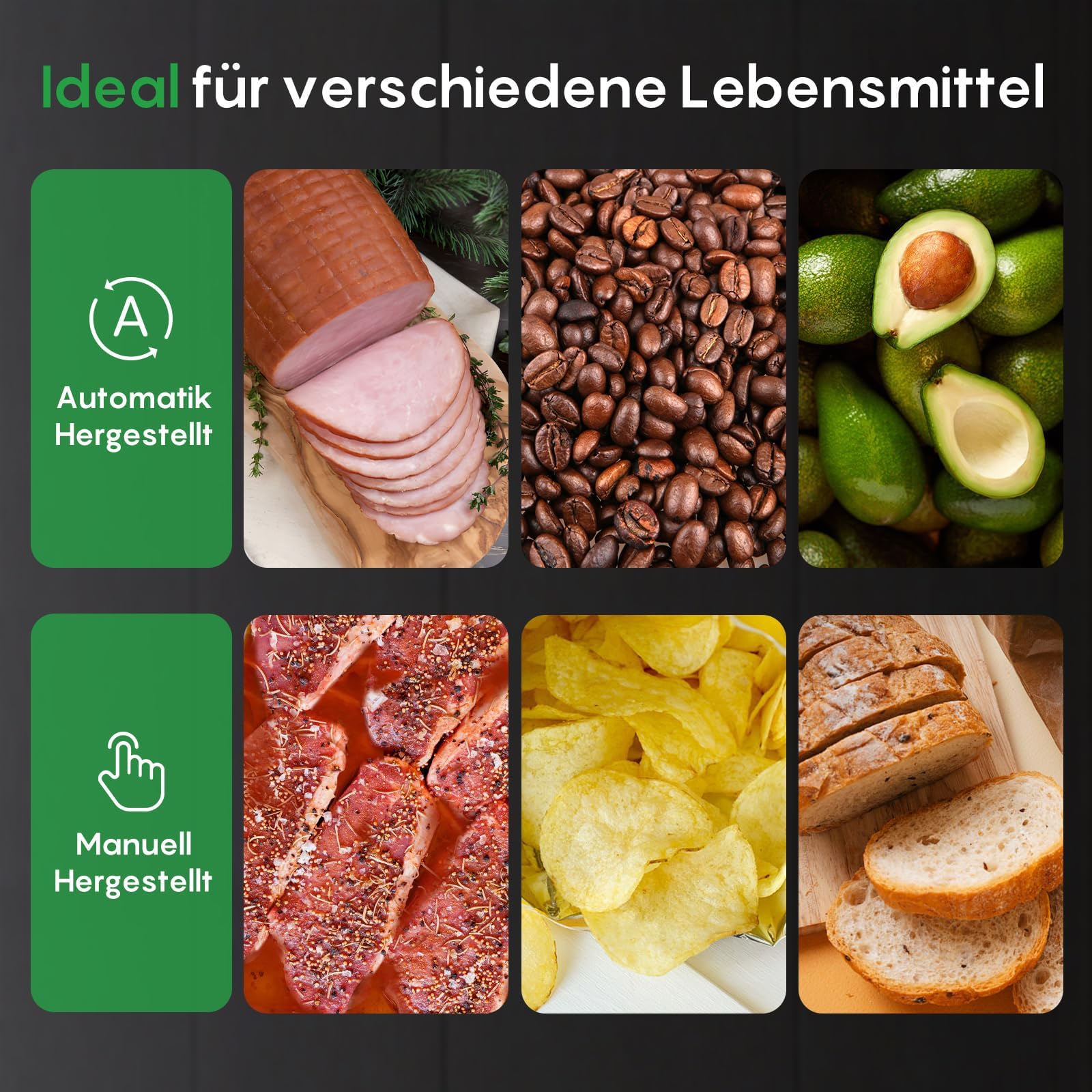 FRESKO Vakuumiergerät Automatik 18L/min Turbo-Saugkraft 1-Knopf-Bedienung inkl. 2 Beutelrollen
