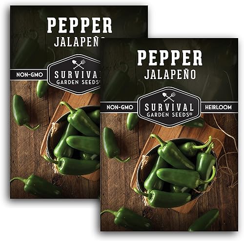 Survival Garden Seeds - Semillas de pimiento jalapeño para plantar - Paquete con instrucciones para plantar y cultivar chiles verdes o rojos en tu Survival Garden Seeds - Semillas de pimiento jalapeño para plantar - Paquete con instrucciones para plantar y cultivar chiles verdes o rojos en tu