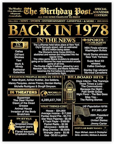 Miniatura 24 de Stuff4 Póster dorado de cumpleaños número 30 sin marco, periódico dorado nacido en 1995, feliz cumpleaños 30 para hombres y mujeres, regalos retro