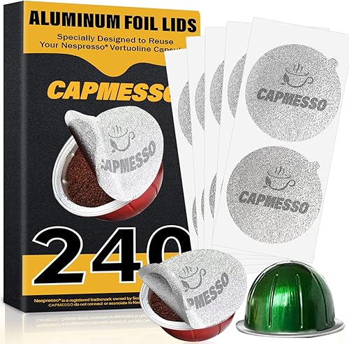 Miniatura 8 de CAPMESSO Tapas de papel de aluminio para cápsulas reutilizables Nespresso Vertuo cápsulas de café sellos compatibles con cápsulas reutilizables