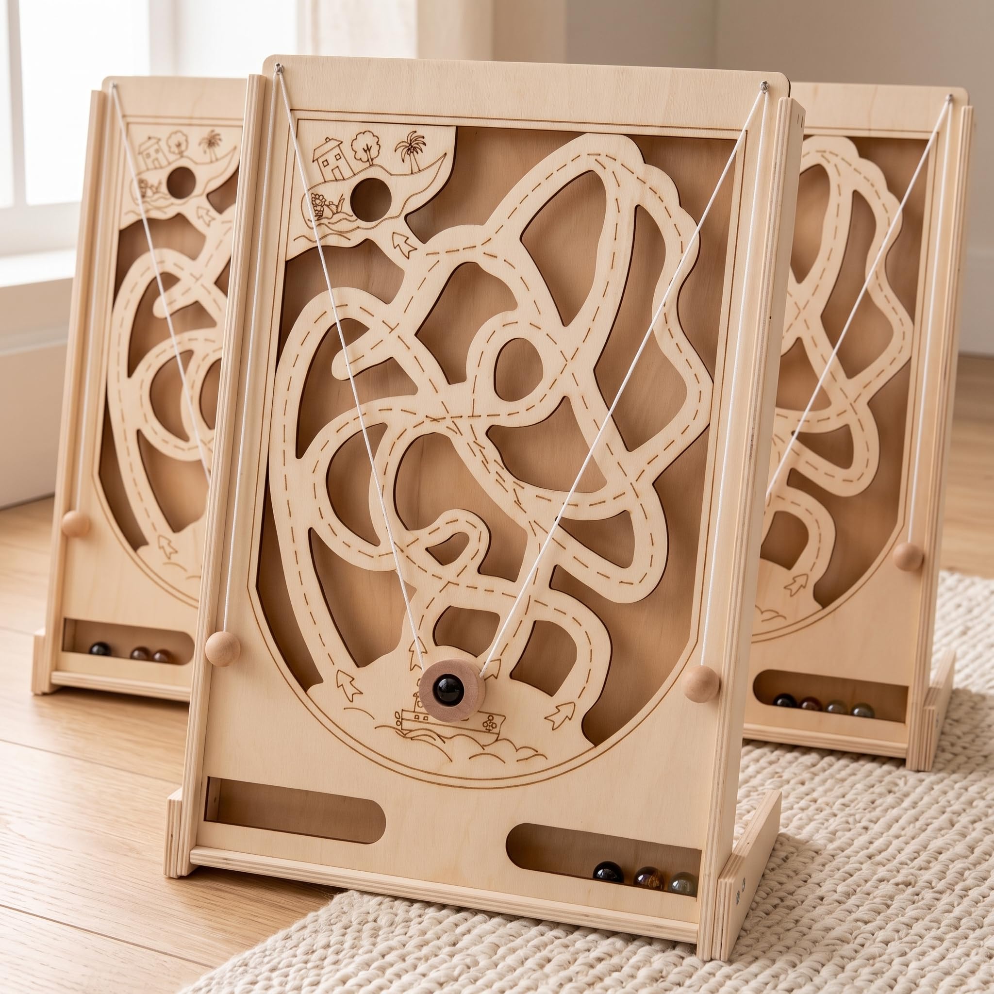Qianly in Legno con Avventura Pirata per Allenare Coordinazione Mano Occhio E Controllo Fine Gioco da Tavolo con Struttura Robusta Adatto per Giochi Famiglia, Multiforo