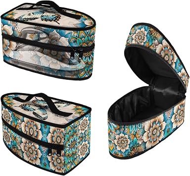 Boho Mandala Flower Butterfly Iron Tote Bag Stain Resistant Off White Travel Iron Storage Box Washable Protective Carrying Bag with Handle Compatible with Most Irons