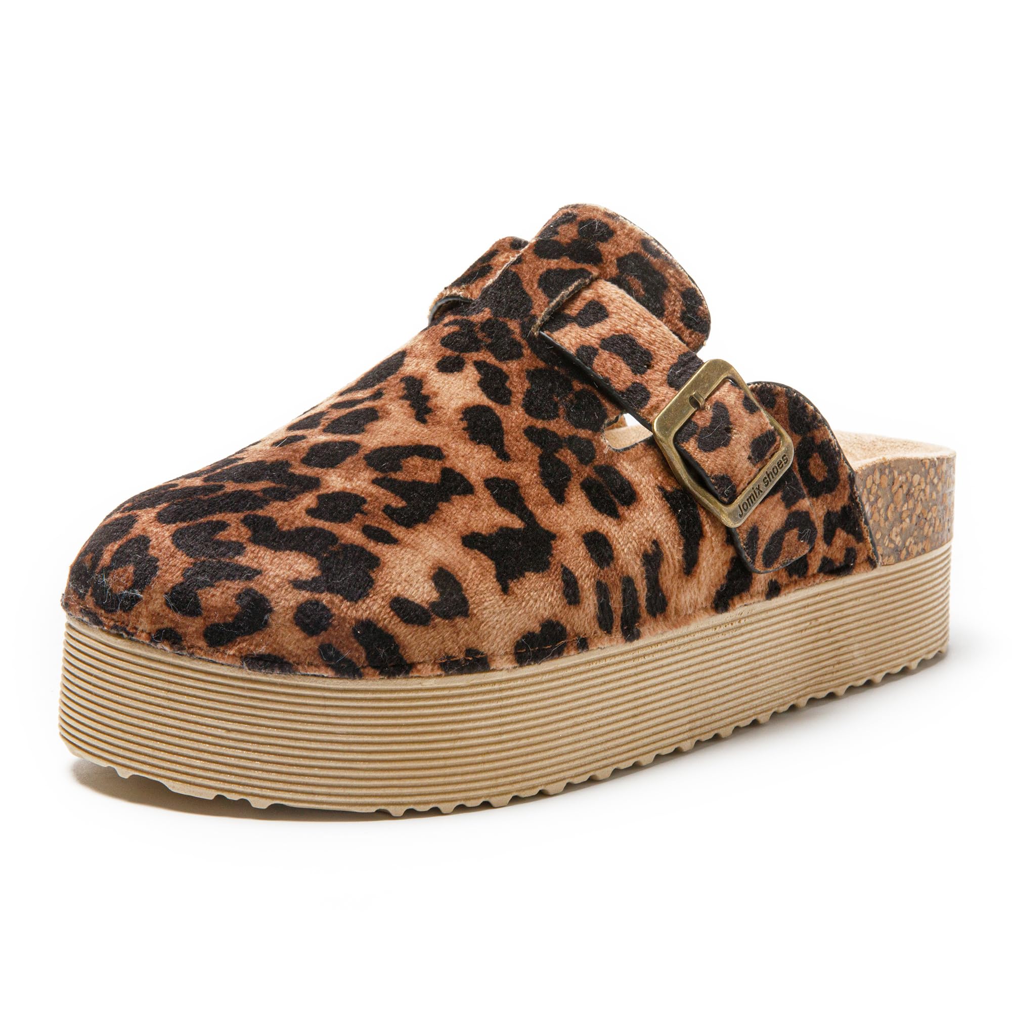 JOMIX Pantoletten Damen Clogs Hausschuhe Rutschfester Slippers Bequeme Kork Fußbett Gartenschuhe mit Verstellbar Schnalle
