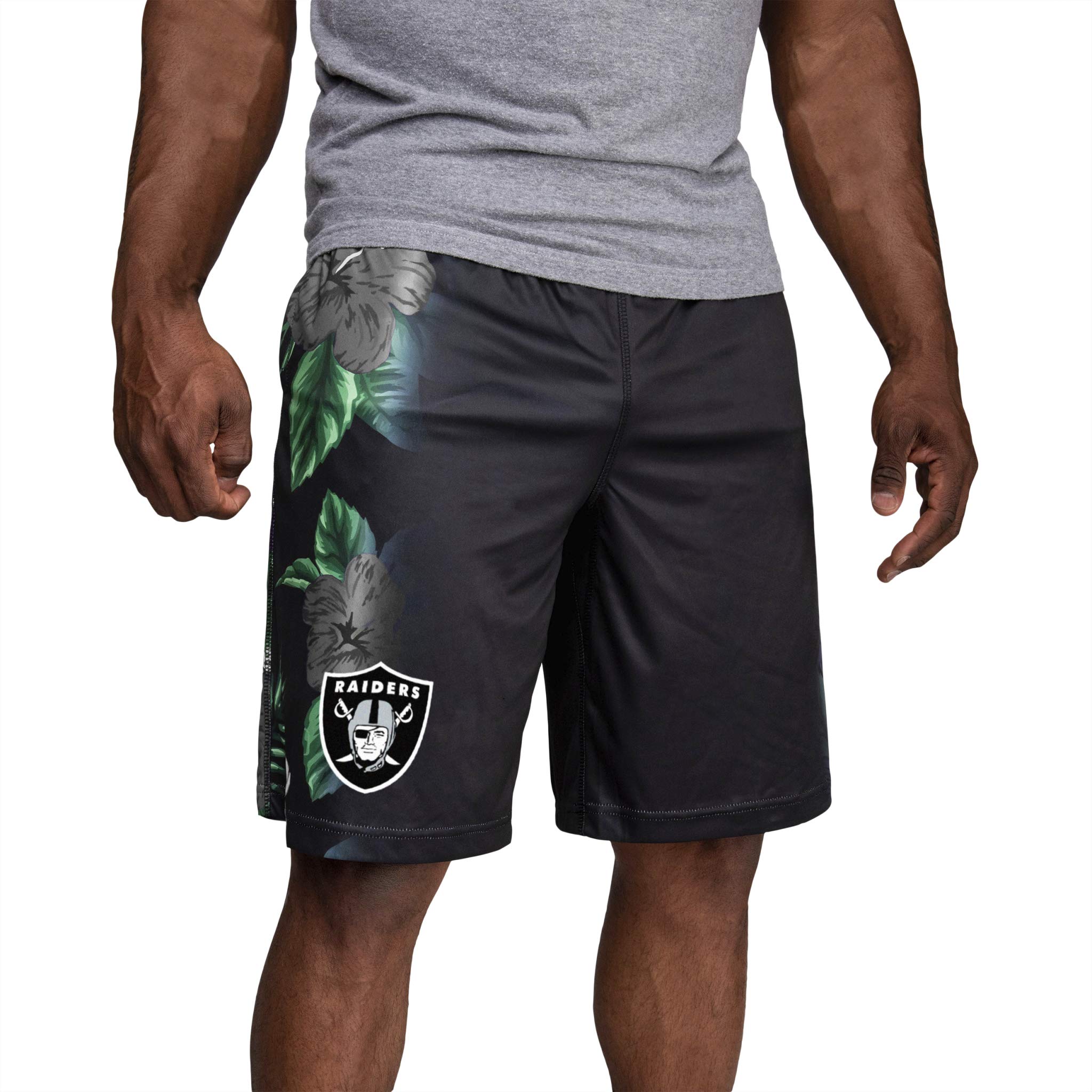 FOCO NFL Oakland Raiders Mens Floral Fade Shortsfloral Fade Shorts, Team Color, Small
