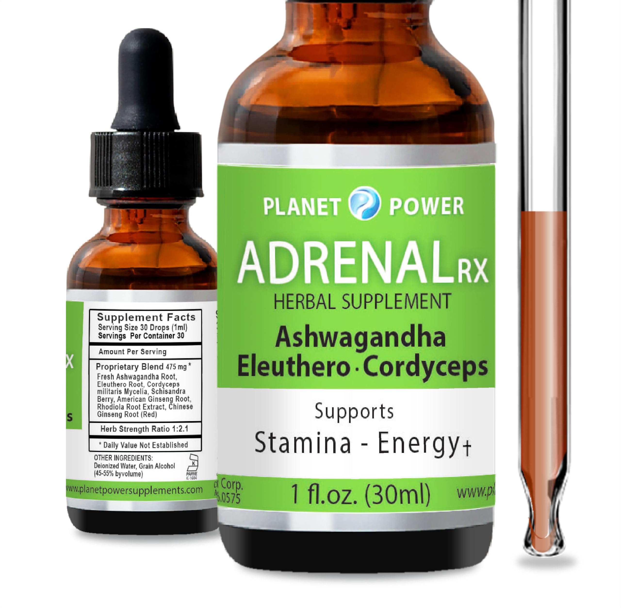 Adrenal Daily Liquid Drops. Supports Wellness & Energy. Supplement with Adaptogenic Herbs Ashwagandha, Eleuthero, Rhodiola & Cordyceps